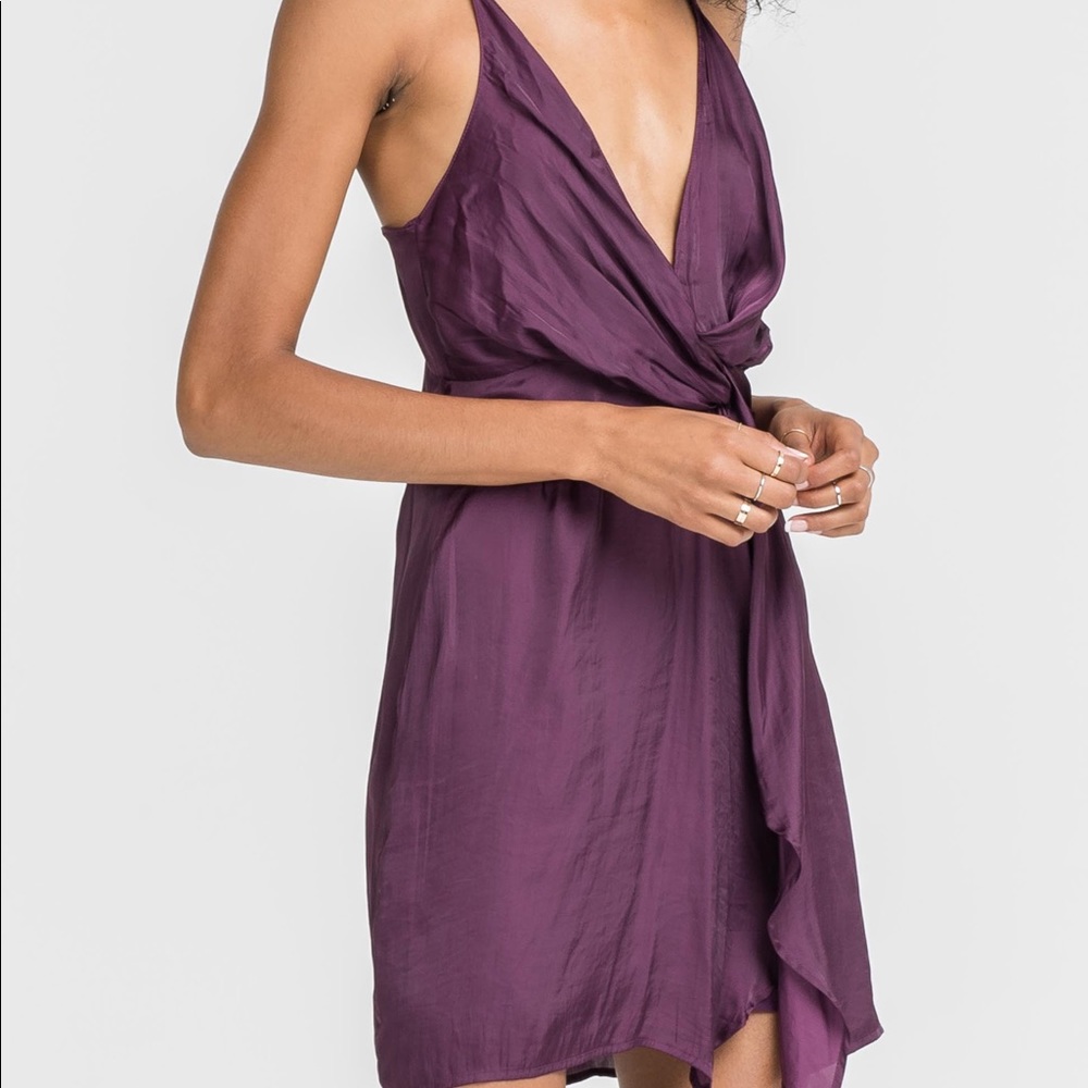 Amethyst Satin Twist Front Dress